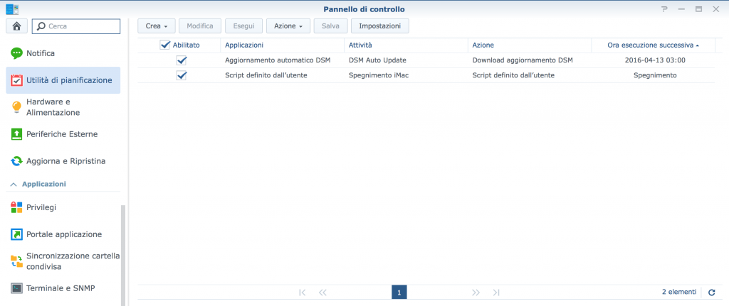 Operazione Pianificata su Synology DSM 6