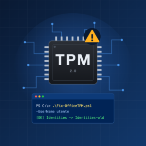 Chip TPM con avviso e script PowerShell Fix-OfficeTPM